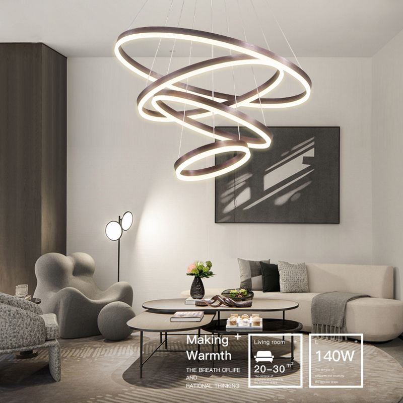 Multi-Rings Multi-Layer Modern Simple Style Metal Hanging Chandelier Lighting Fixtures