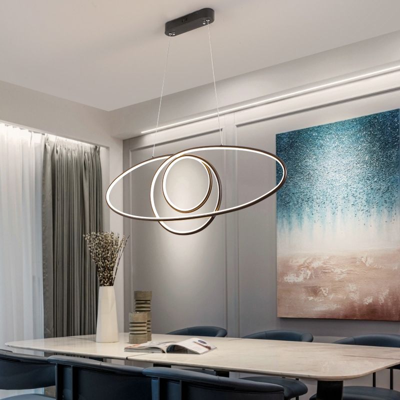 Linear Shape Island Pendant Contemporary Style Metal 1 Light Island Lighting Fixture