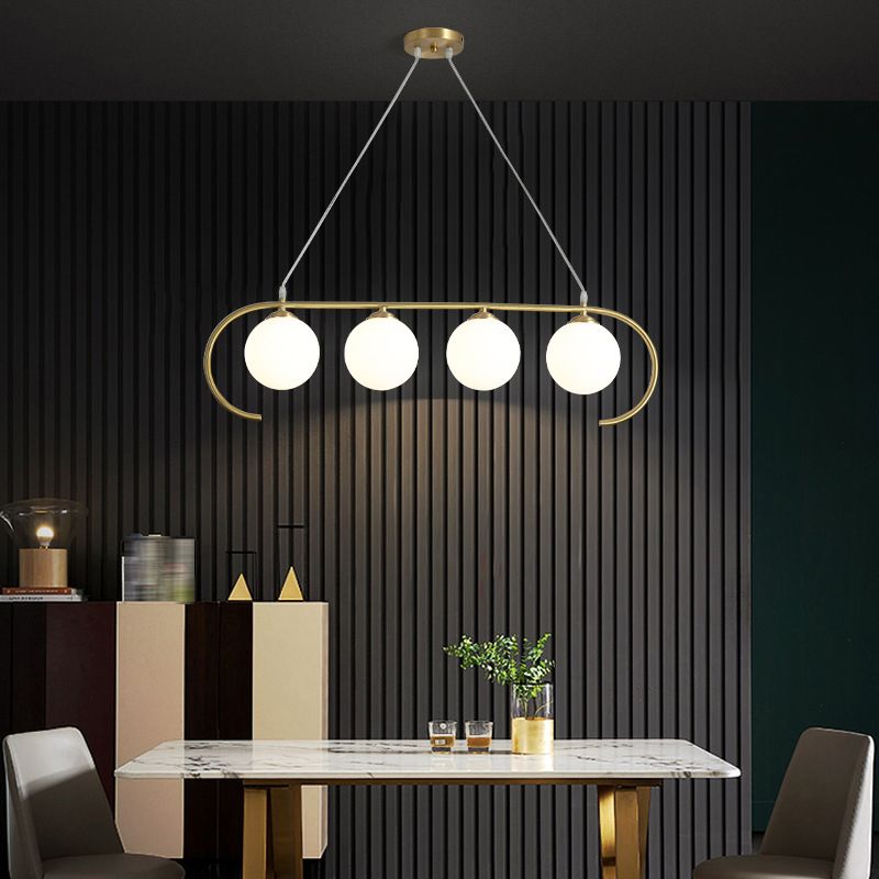 Modern Island Lighting Fixture Minimalist Glass Shade Hanging Light for Dining Room