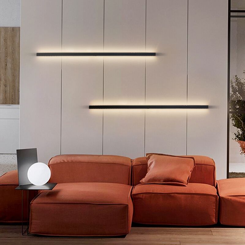 Linearer Schatten Metall Wandleuchte moderne Stil 1 Lichtwandhalterung Beleuchtung in Schwarz