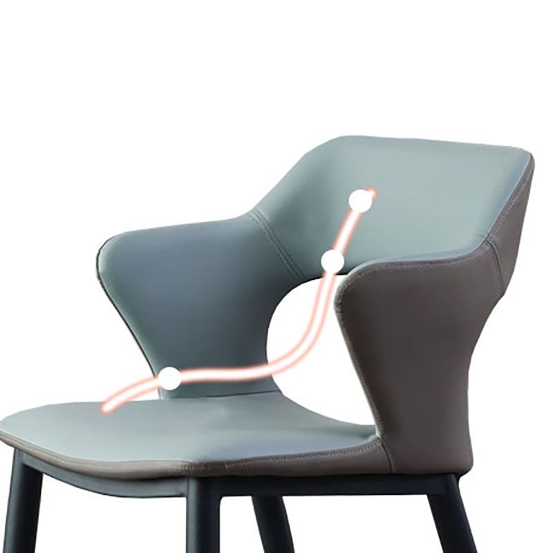 Industrial Faux Leather Side Chair Arm Open Back Side Chairs