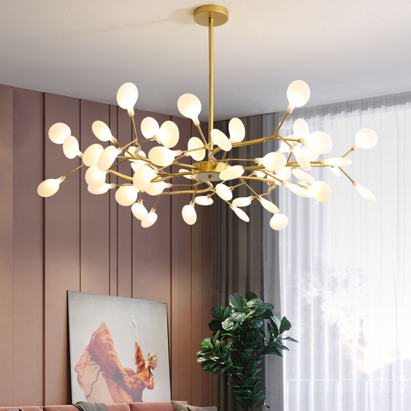 Multi Light Firefly Hanging Chandelier Modern Style Metal Hanging Lamp with Acrylic Shade