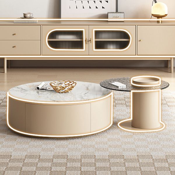 Contemporary Slate and Wood Bedroom Coffee Or End Table with Drawer