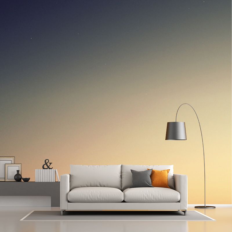 Photography Sky at Dusk Mural for Living Room, Blue and Yellow, Custom Size Available