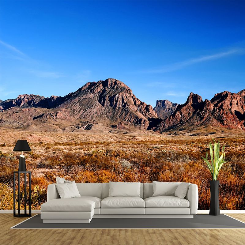 Modern Scenery Wall Mural Brown Mountain with Meadow in Fall Wall Decoration for Home