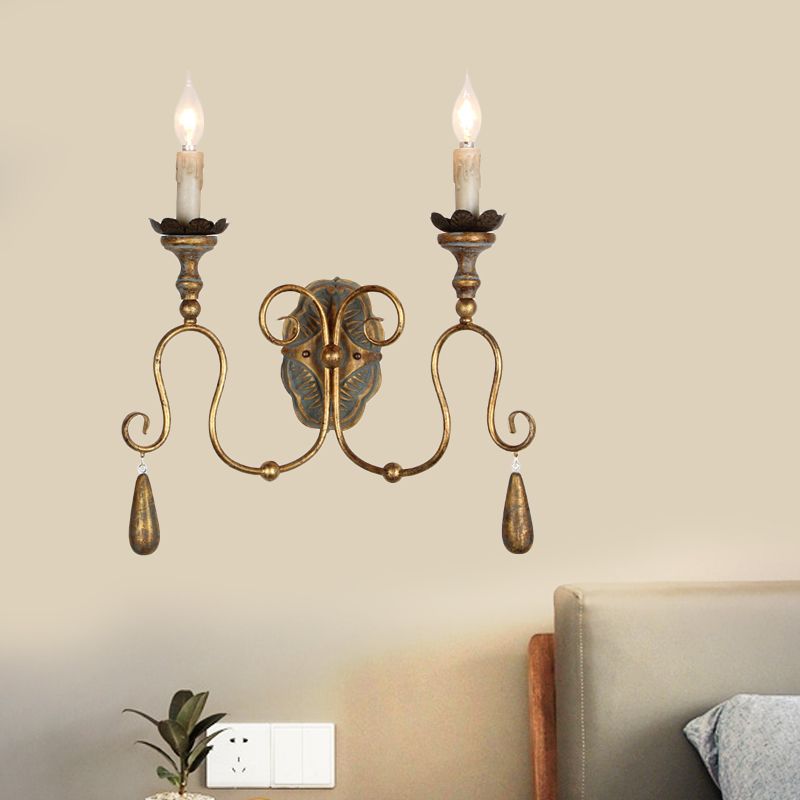 Candle chambre Vanité Sronce Light Countryside Metal 2 lumières