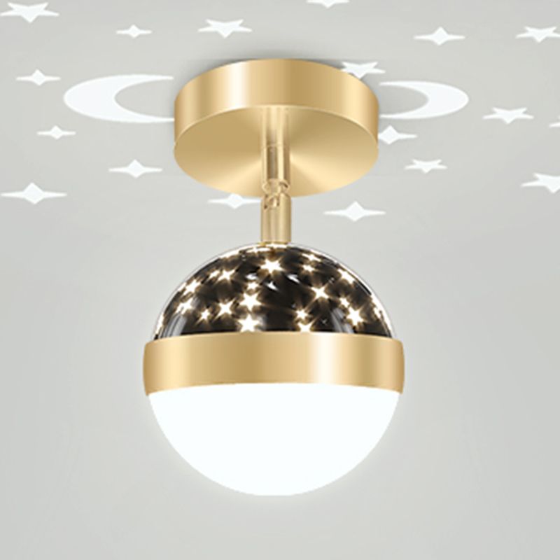 LED Modern Metal Flush Mount Ball Shape Ceiling Light with Plastic Shade for Living Room