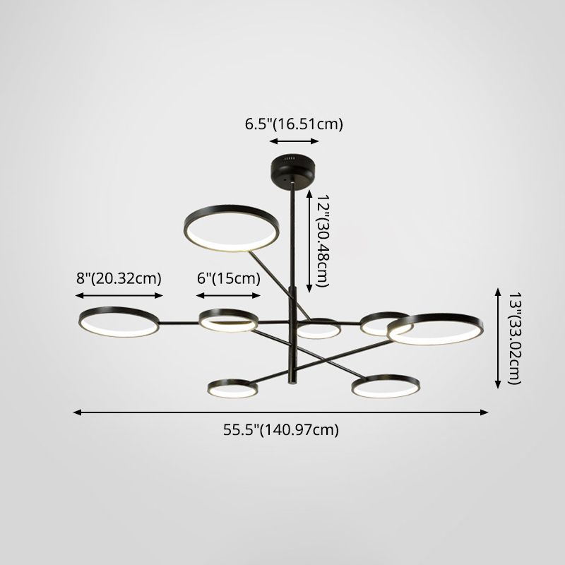 Lampadario a soffitto anello modernista in metallo a sospensione con cavo sospeso per il ristorante