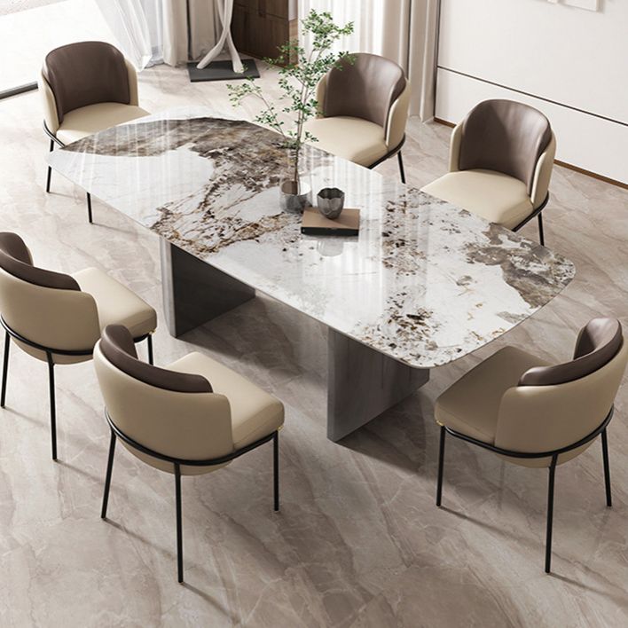 Modern Sintered Stone Top Dining Set Rectangle 1/2/5/6/7 Pieces Dining Room Table Set