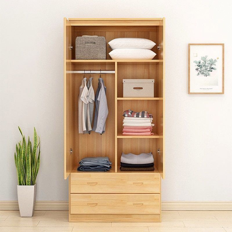 Contemporary Style Wardrobe Armoire Wood Combination Armoire with Doors