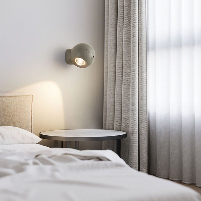 Contemporary Metal Ball Shape Wall Light with Plastic Shade for Living Room