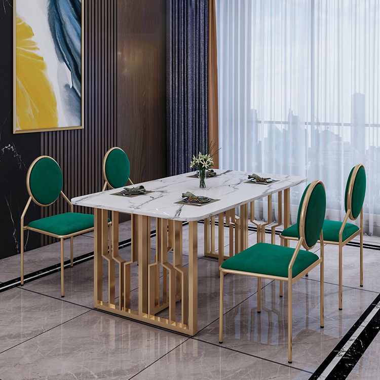Metal Traditional Luxury Rectangle Table Sintered Stone Table for Kitchen