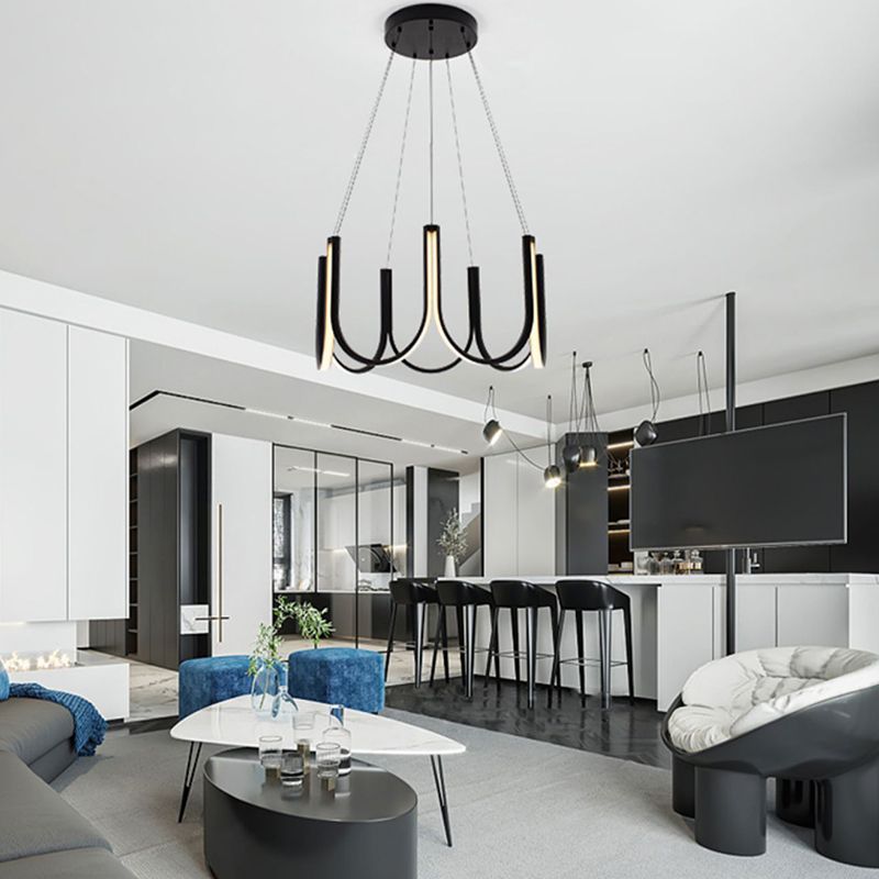 Lampadella geometrica nera LED moderna LED sospesa con alluminio per camera da letto