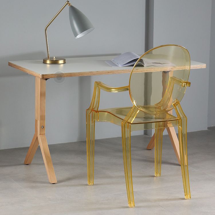 Silla lateral de comedor de plástico de estilo nórdico, sillas laterales con brazo para cocina
