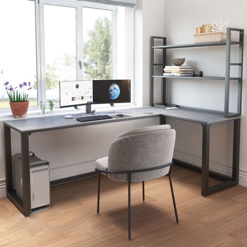 Modern L-Shape Writing Desk Home Office Desk with Metal Legs