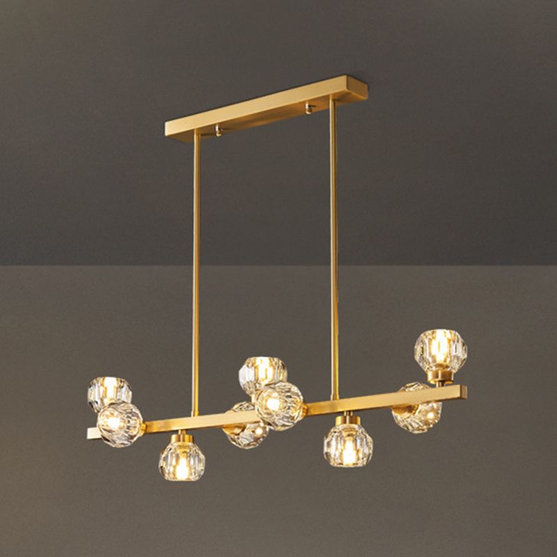 Post-Modern Hanging Light Crystal Island Light Fixture with Shade for Dining Room