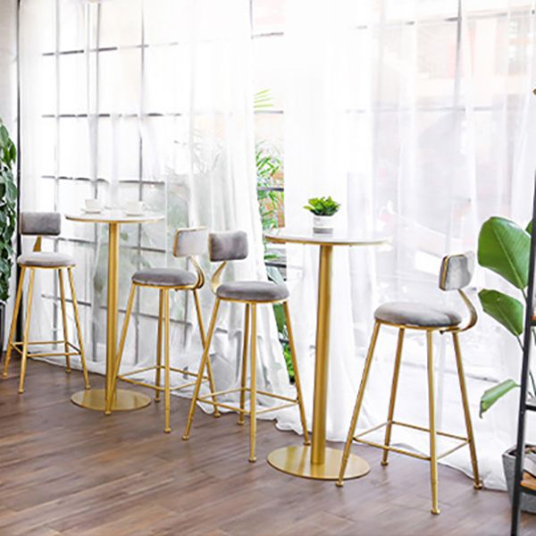 Nordic Backrest Armless Counter Stool Iron Kitchen Bar Stool with Gold Base