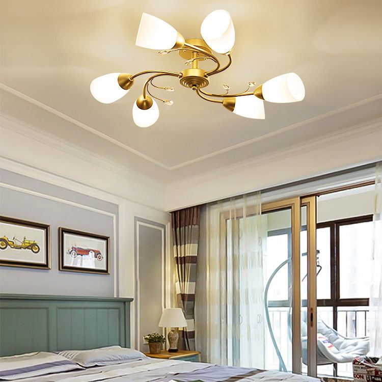 Lámpara tradicional de la semi rascada iluminación de techo de dormitorio múltiple con tono de vidrio de campana