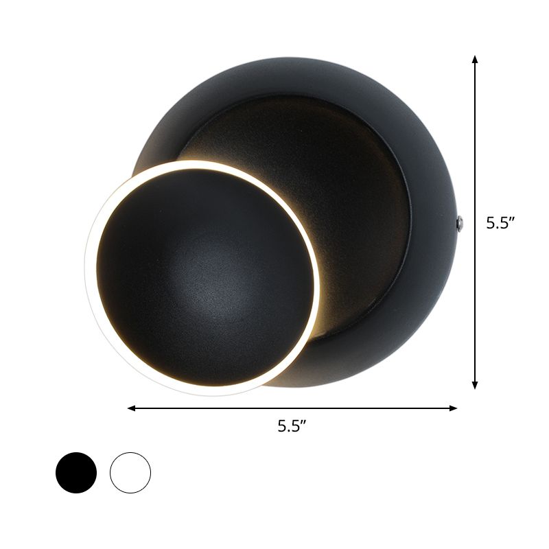 Zwart/wit roterende ellips wandlamp Moderne nieuwigheid Iron Led Surface Wand Sconce met gesimuleerd Eclipse -ontwerp
