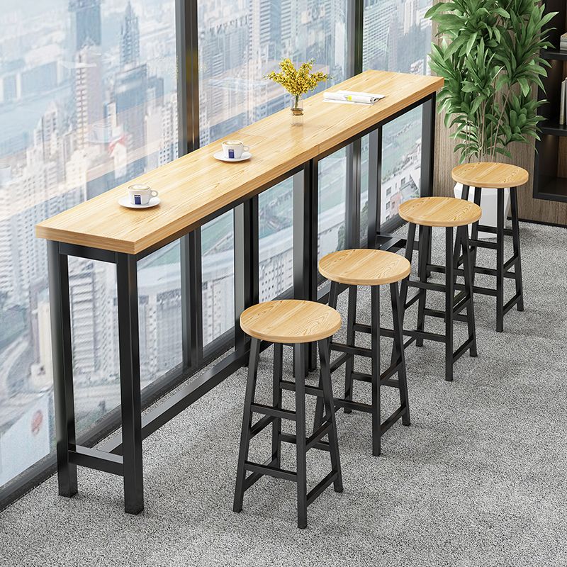 Contemporary Style Wood Counter Stool Backless Bar Stool with Metal Legs