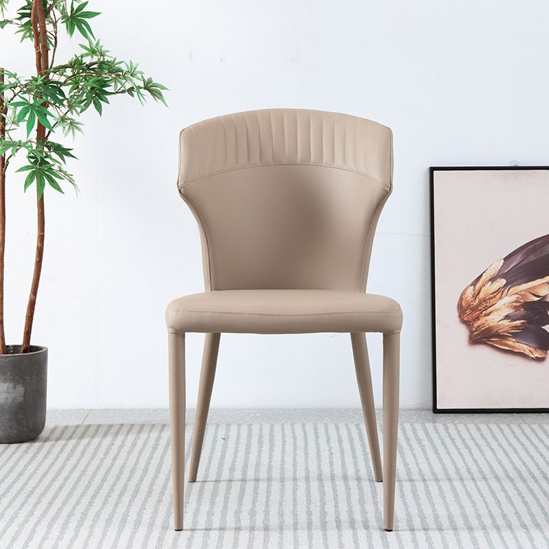 Faux Leather Dining Chairs Wingback Side Chairs with Metal Base