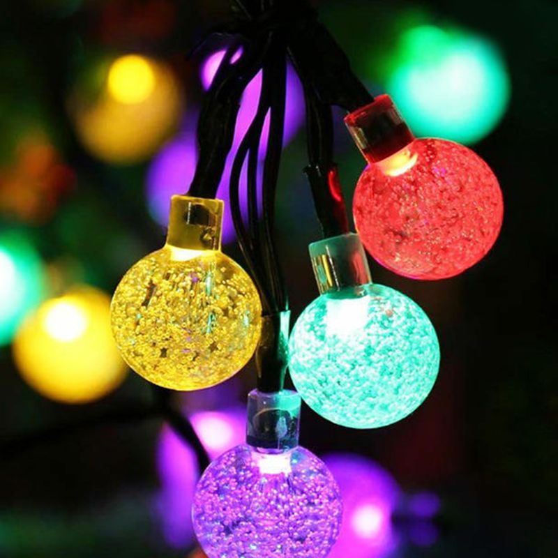 21.3ft Bubble Ball Solar Christmas Light Art Deco Plastic 30-Light Clear LED String Light