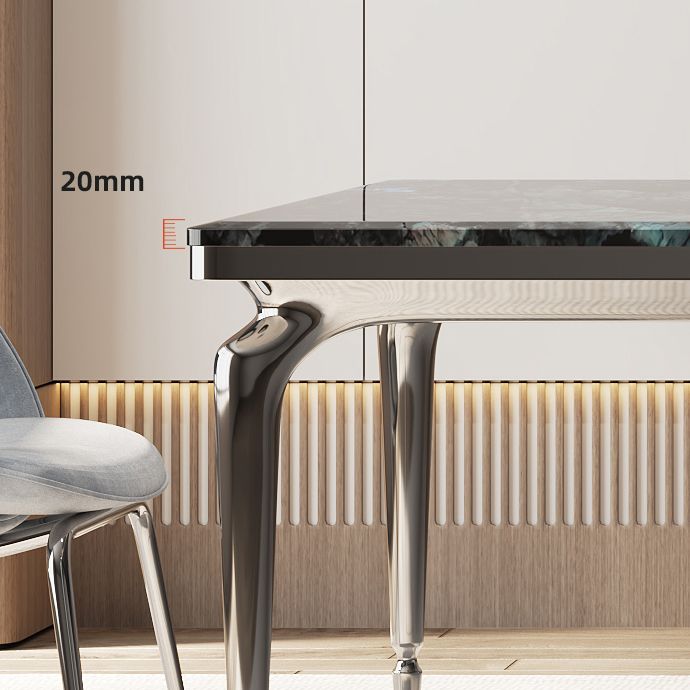 1/4/7 Pieces Modern Stone Top Rectangle Stainless Steel Base Dining Set for Home