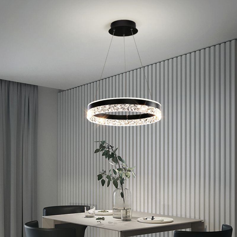 Circle Shape Metal Pendant Light Fixture Modern Style Single Light Hanging Light Fixture