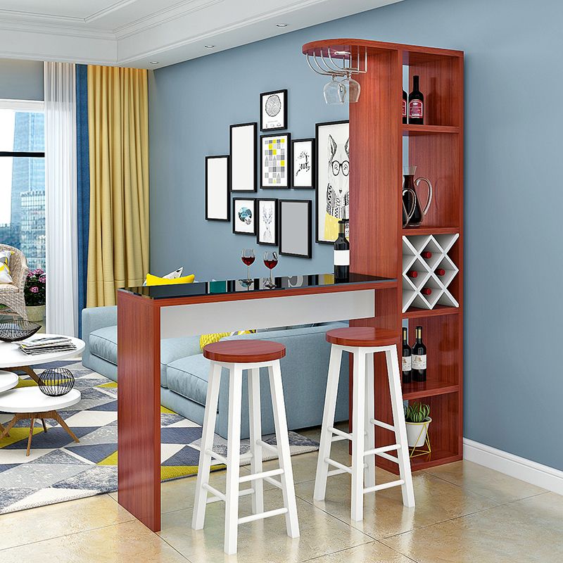 Manufactured Wood Bar Table with Storage Matte Finish Bistro Table for Small Places