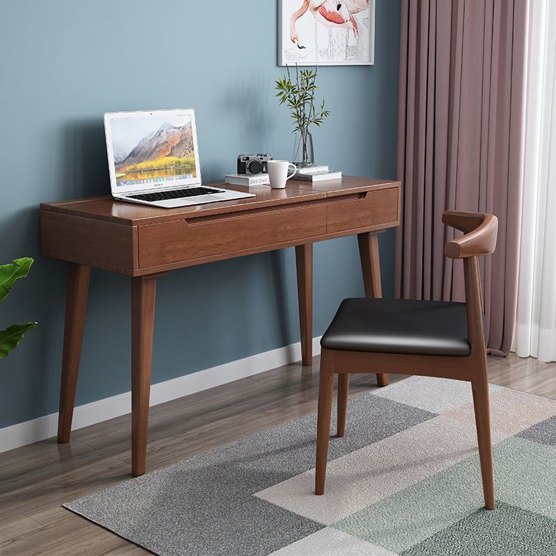 Scandinavian Solid Wood Vanity Makeup Table Set 1 Drawer Flip-Top Dressing Table