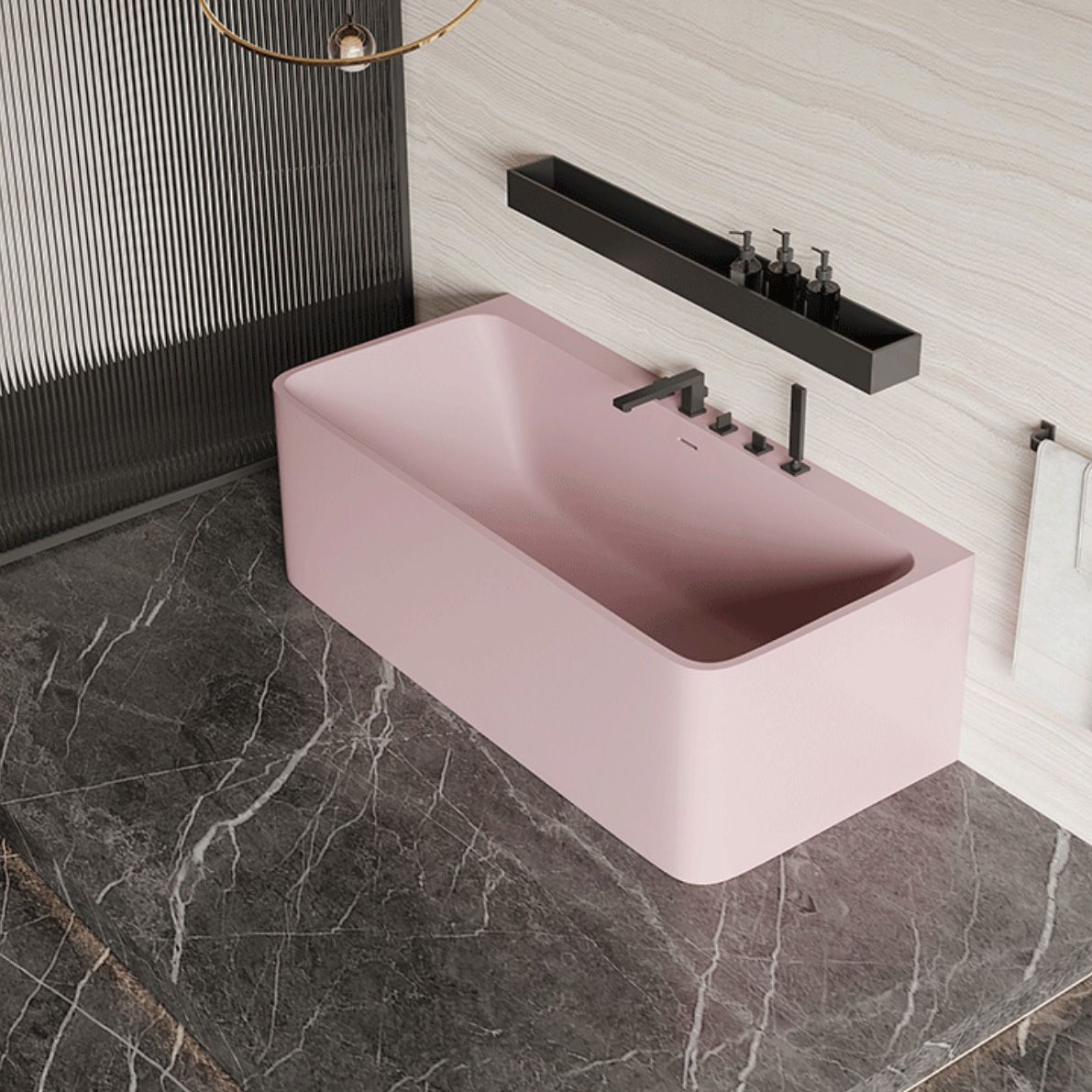 Antique Finish Rectangular Soaking Bathtub Back to Wall Modern Bath Tub