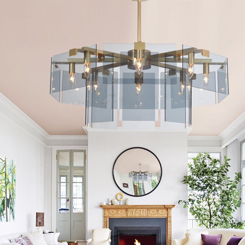 Moderner Stil Gold Kronleuchter Leuchte Geometrie Formglas hängendes Licht