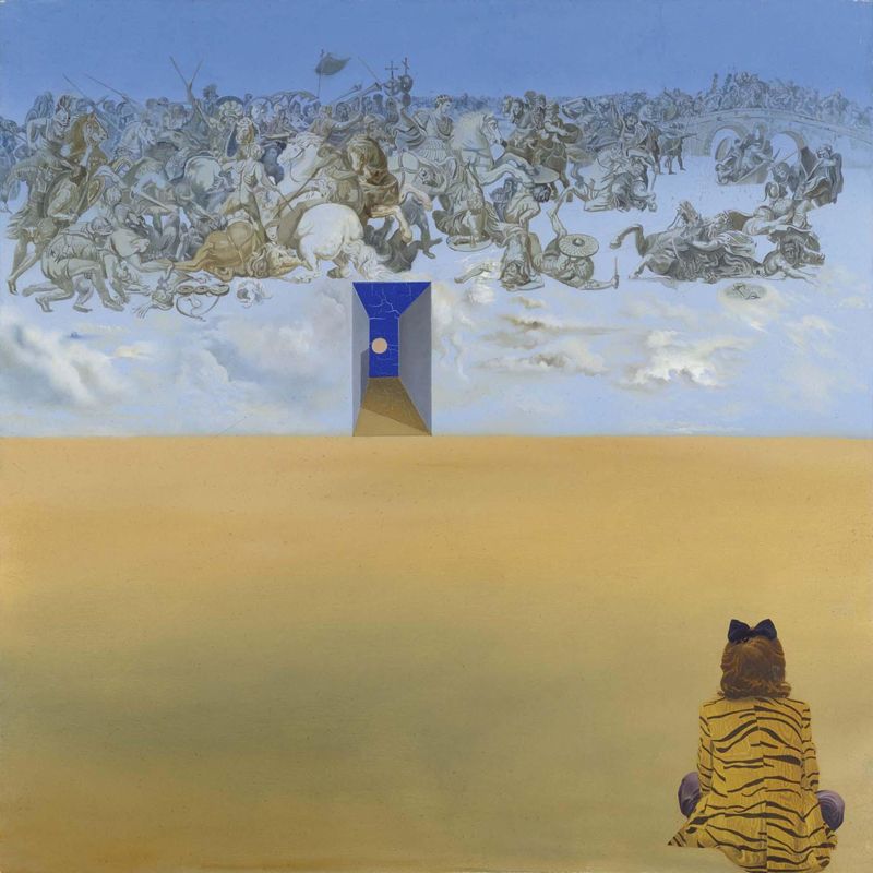 Battle in the Clouds Mural Yellow Surrealism Wall Covering for Accent Wall, Made to Measure