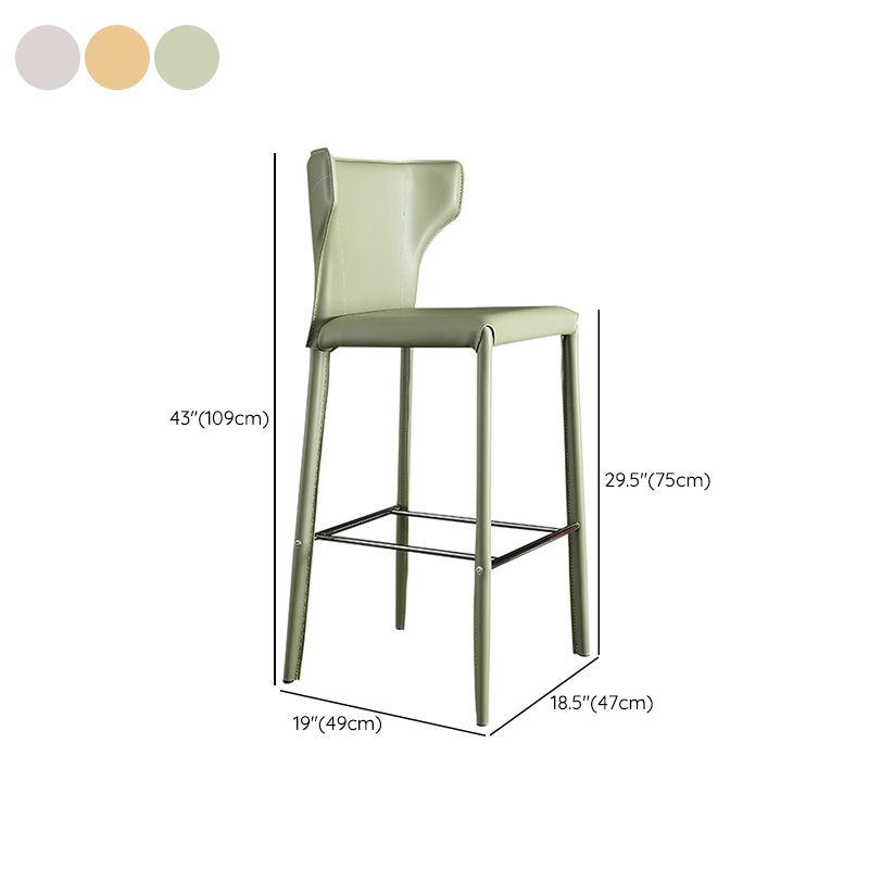 Glam Leather Counter Height Stools Low Back Bar Stools for Indoor