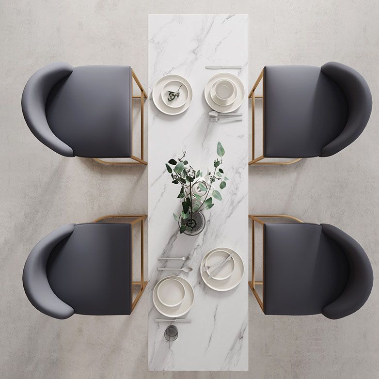 Luxurious Rectangular Pub Table Set 1/2/5 Pieces Artificial Marble Counter Table Set