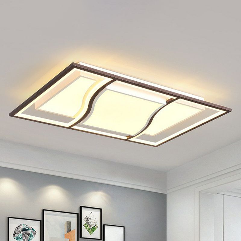 Geometric Living Room LED Flush Mount Acrylic Modern Flushmount Ceiling Light in Coffee
