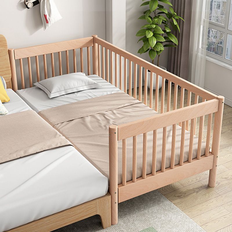 Washed Natural Wood Nursery Crib Modern Convertible Crib Nursery Crib with Guardrail