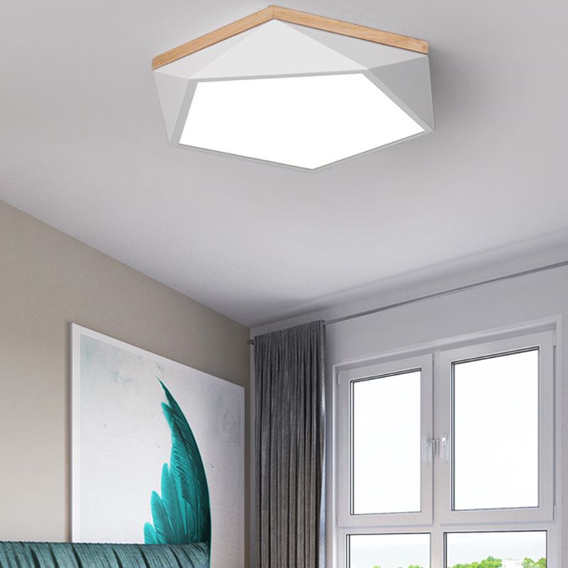 Modern Fashionable LED Ceiling Light Iron Geometric Macaron Flush Mount with Acrylic Shade