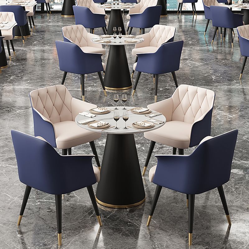 Modern Style Dining Table Sintered Stone Table with Metal Base