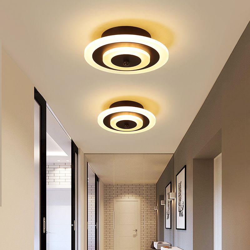 White/Coffee LED Corridor Flush Ceiling Lamp Simple Acrylic Round/Square Flushmount Lighting in Warm/White/Natural Light