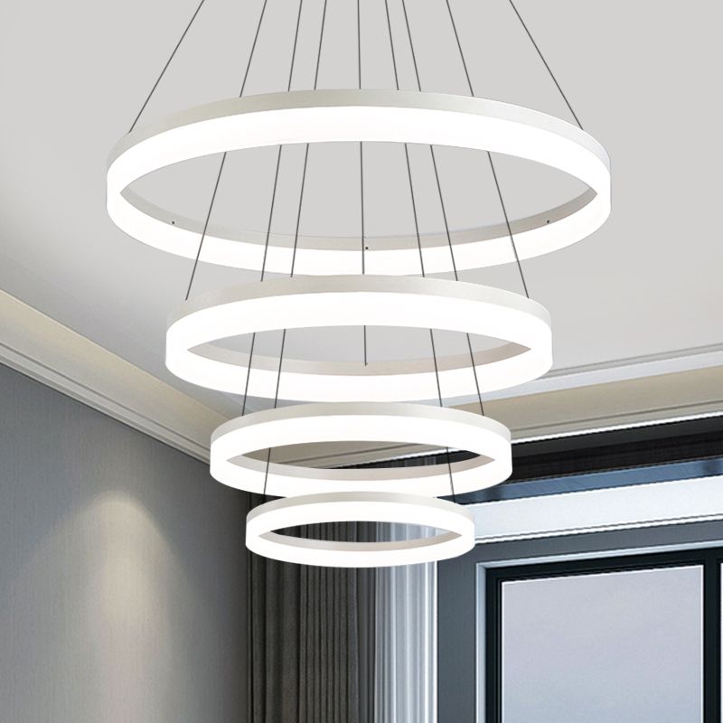 Minimalist Loop Acrylic Drop Pendant LED 4/5 Lights Ceiling Chandelier Lighting Fixture in Warm/White Light