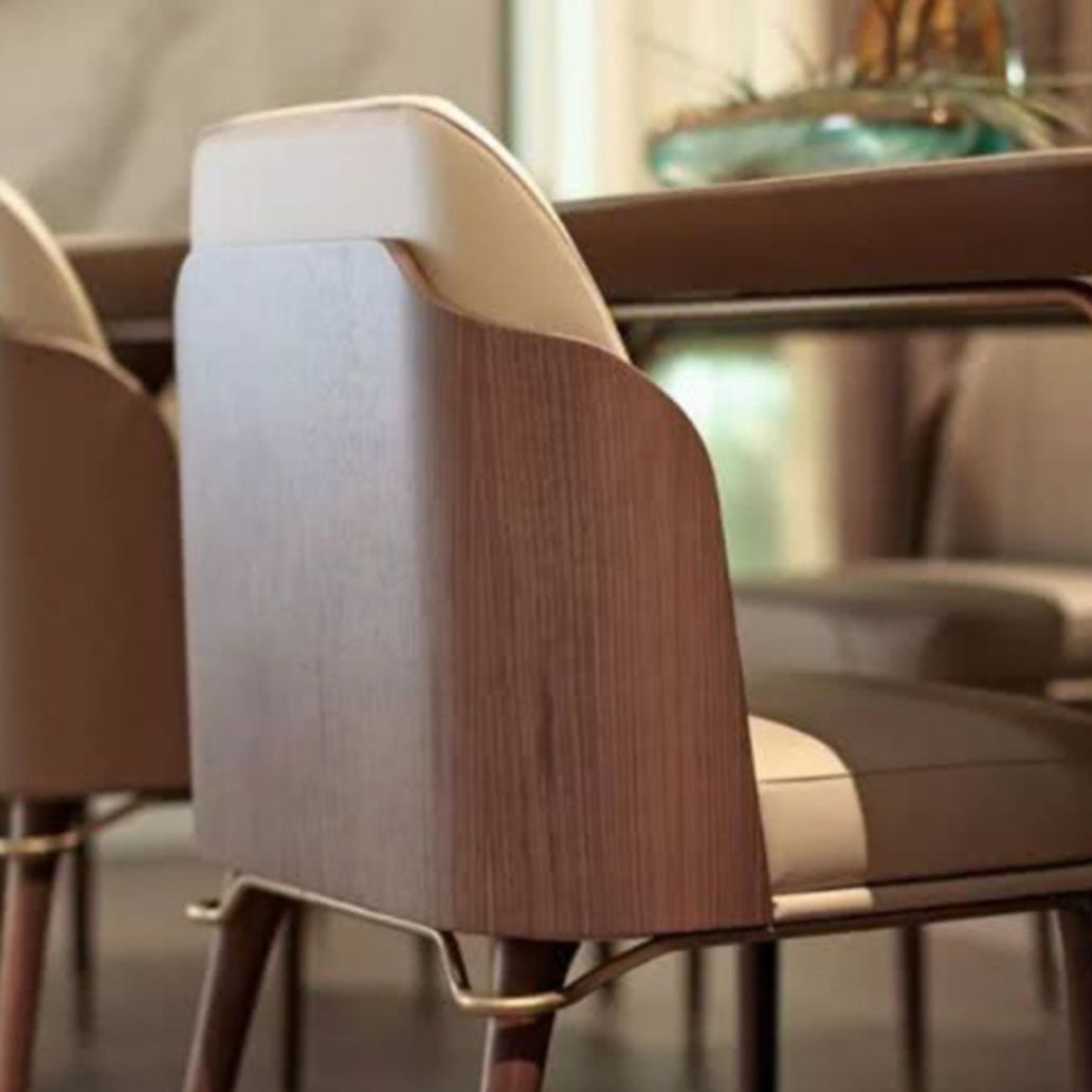 Solid Back Chair Scandinavian Design Armless Leather Dining Chair