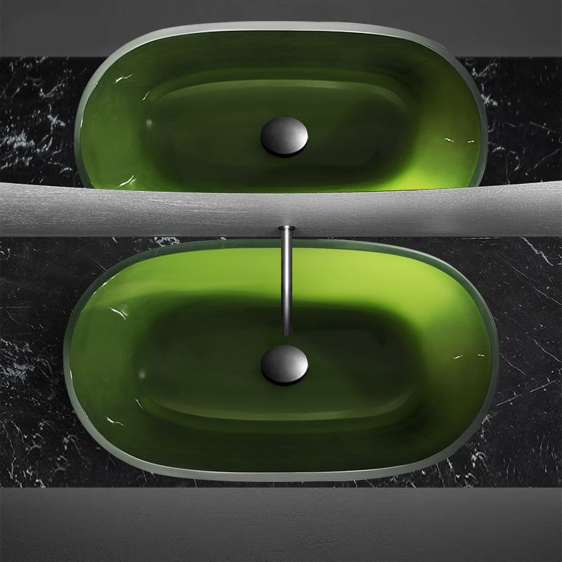 Modern Vessel Bathroom Sink Oval Resin Vessel Lavatory Sink(Not Including Faucet)