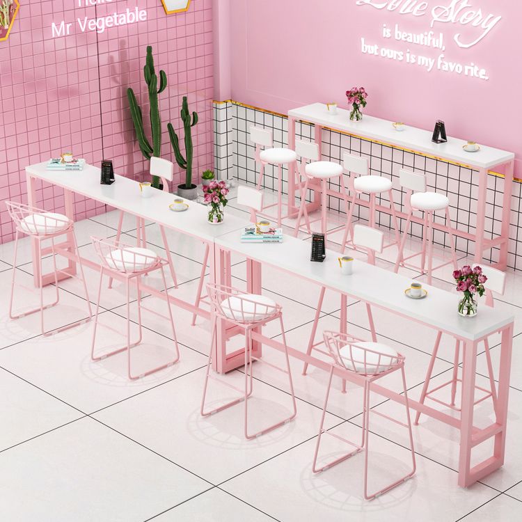 Modern 1/5 Pieces Bar Table Set Rectangle Stone Counter Table with High Stools