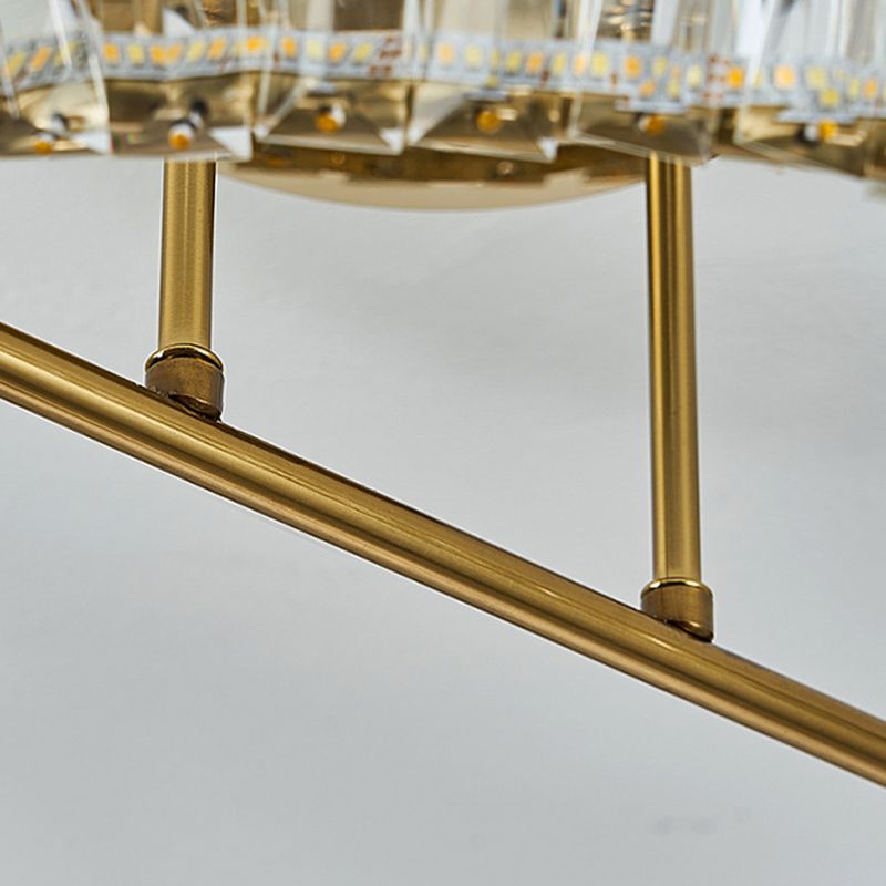 Linear Crystal 1 - Light Semi Flush Mount in Polished Gold Interior LED Ceiling Semi Flush