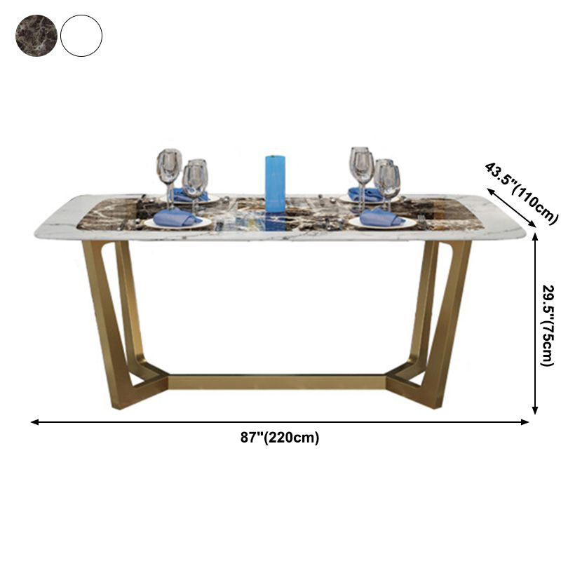Metal Mesa Top de mármol rectangular de lujo de metal con base de caballete