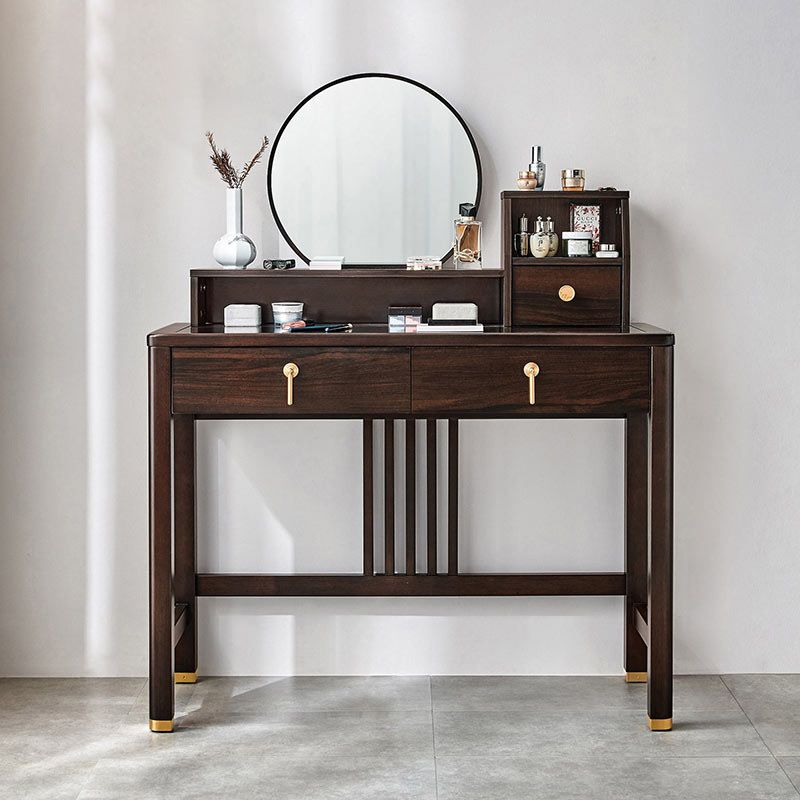 Traditional Rubberwood Bedroom Storage Box 3 Drawers Vanity Table