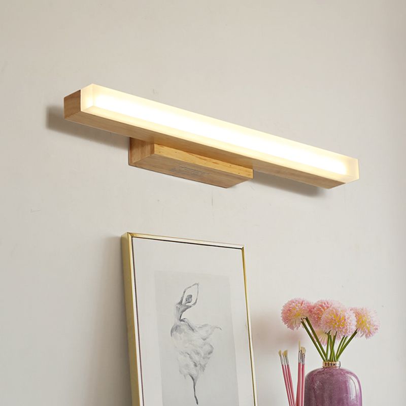 Metal Linear Shade Mirror Wall Lights Modern 1 Head Wall Mount Fixture in Brown