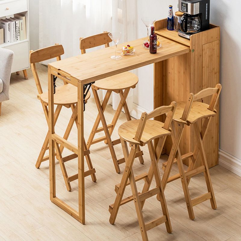 Industrial Collapsible Wood Counter Table 1/2/3/5 Pieces Bar Table Set for Balcony