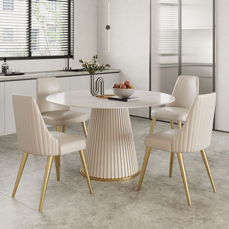 Round Dining Table Set 1/2/3/5/7 Pcs Sintered Stone Top Table with Chairs